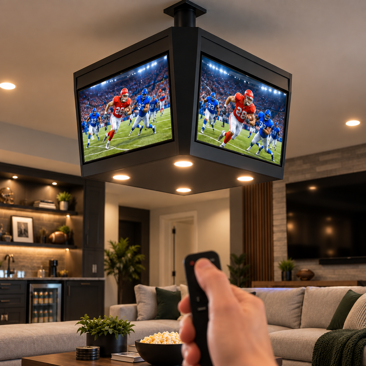 Ceiling-Mounted Multi-Screen Sports Viewing System