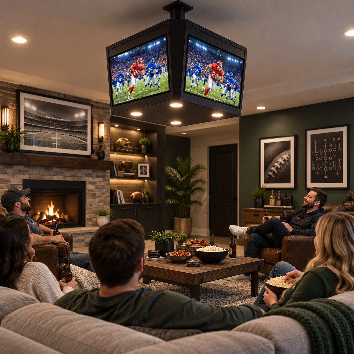 Ceiling-Mounted Multi-Screen Sports Viewing System