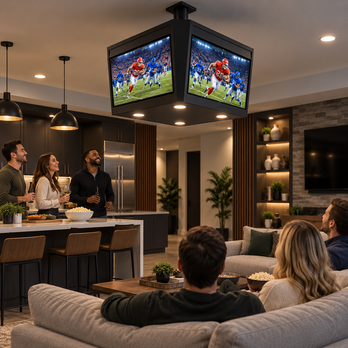 Ceiling-Mounted Multi-Screen Sports Viewing System